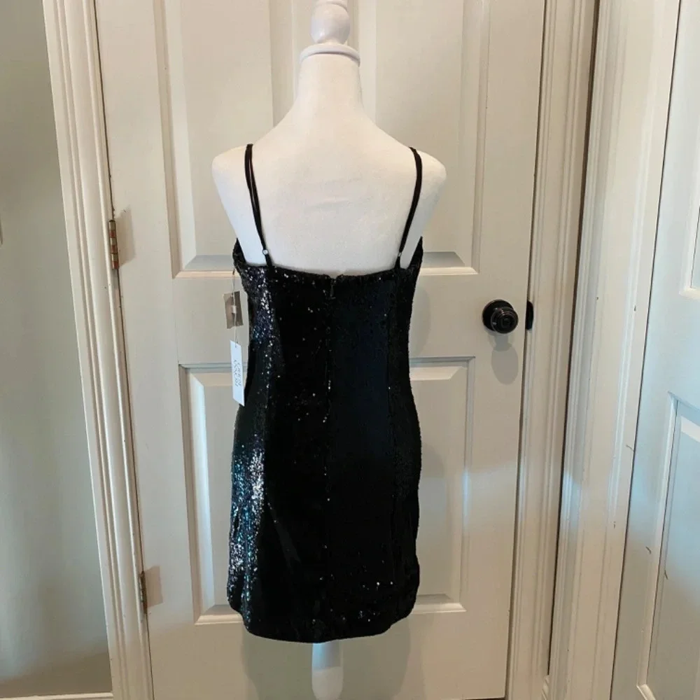 New! Ronny Kobo Lindsay Sequined Bow Mini Dress Black, 16648